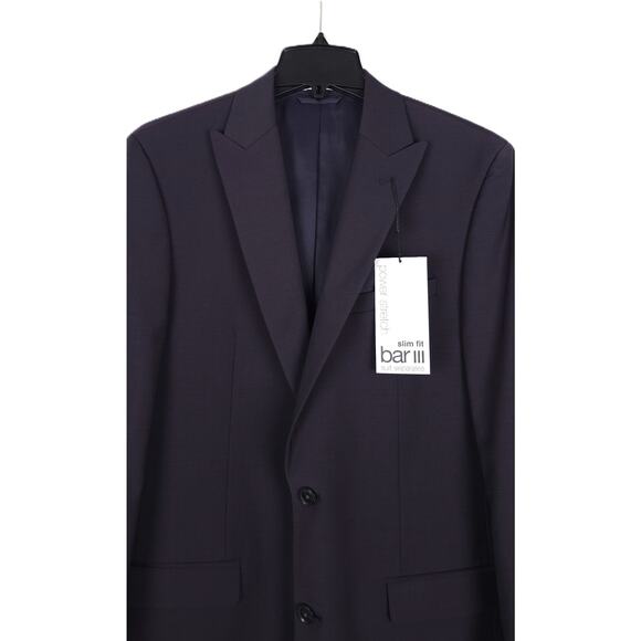 Bar III Slim-Fit Stretch Wool 2-Piece Suit Dark Burgundy Purple 44R 34x30 NWT - Picture 5 of 13